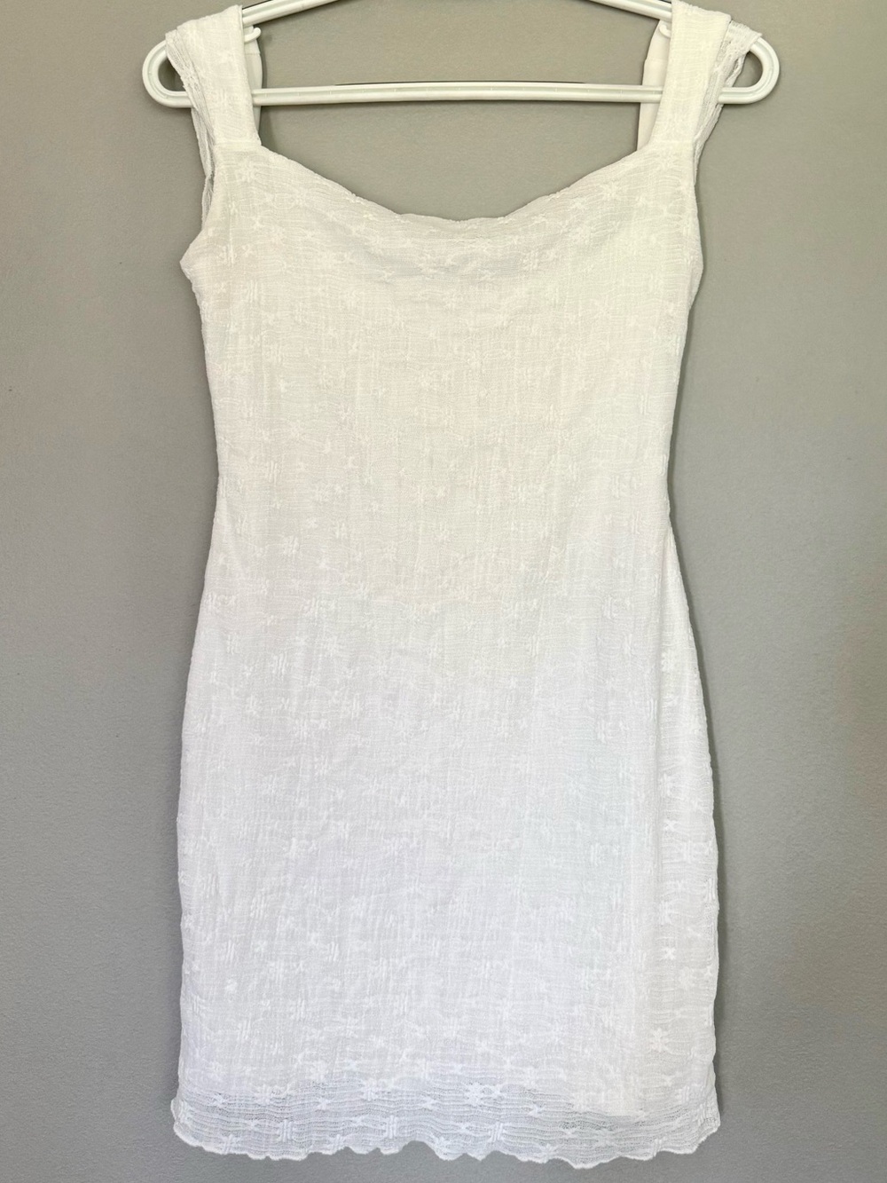 White Textured Sleeveless Midi Dress